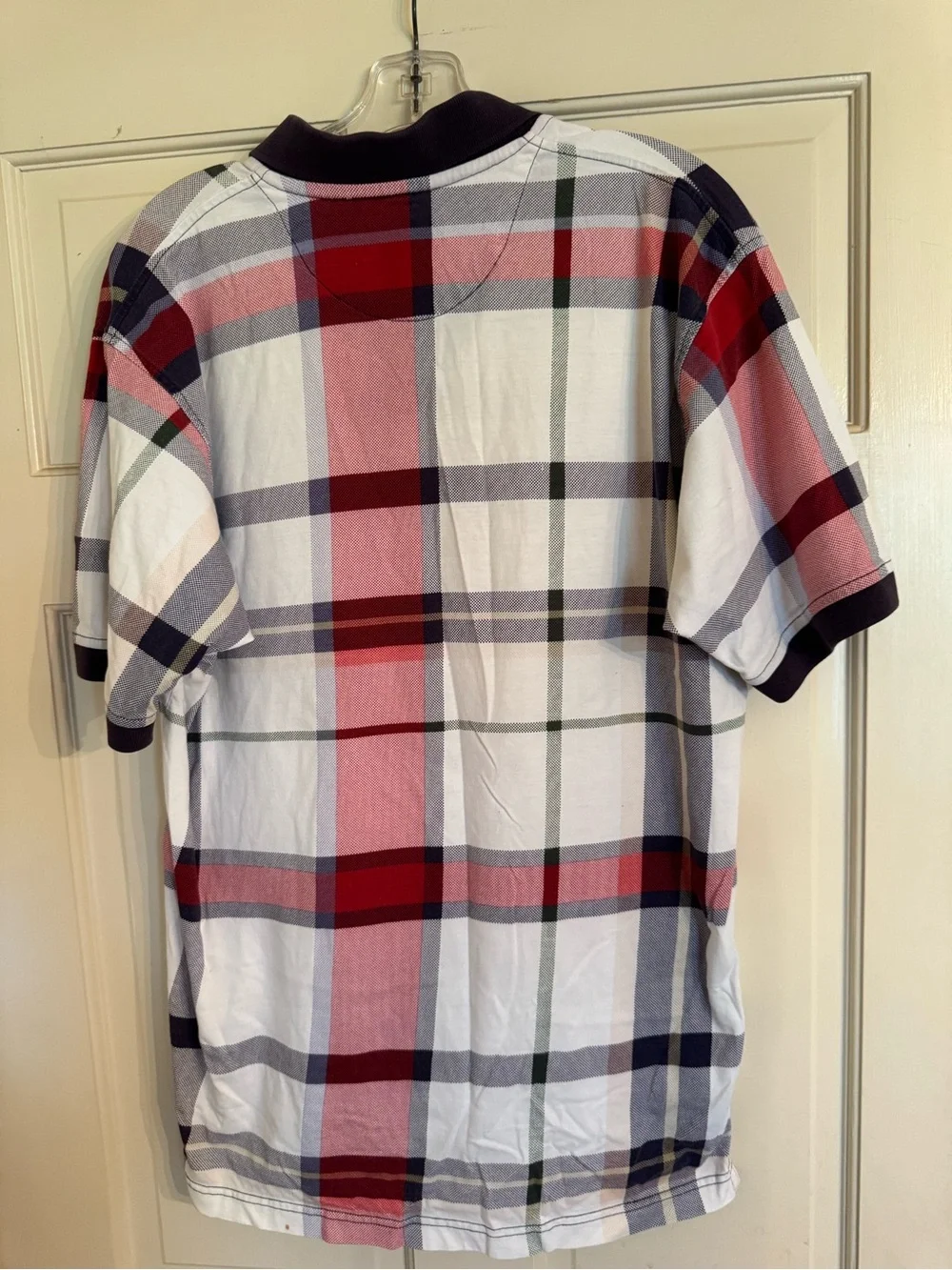 Ralph Lauren Plaid Polo Shirt in White, Red & Navy